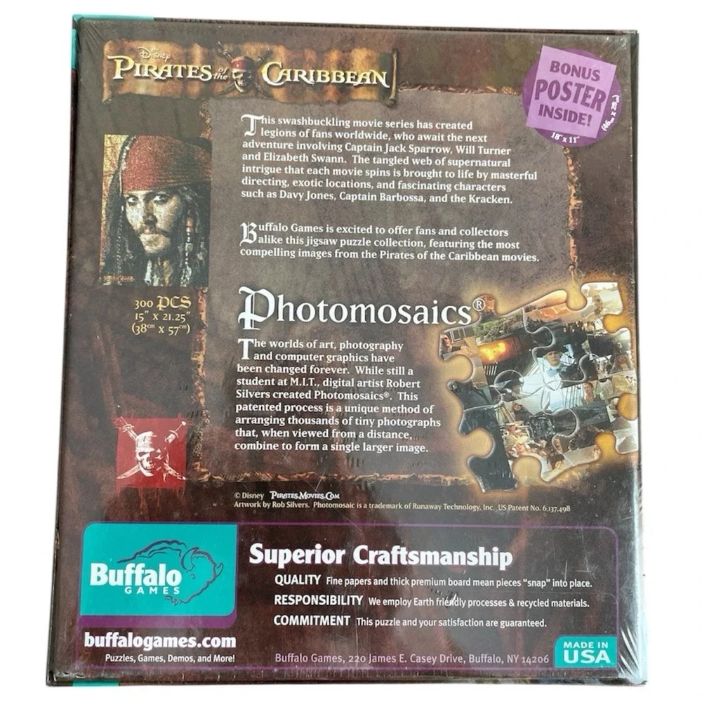 Disney Pirates of the‎ Caribbean Photomosaics Jigsaw Puzzle Jack Sparrow 300 PCS